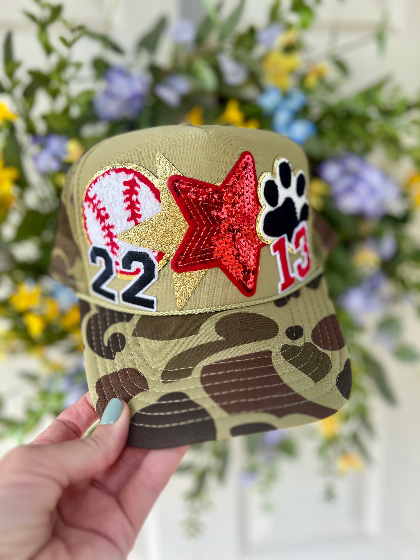 Baseball Paw Print Camo Patch Hat