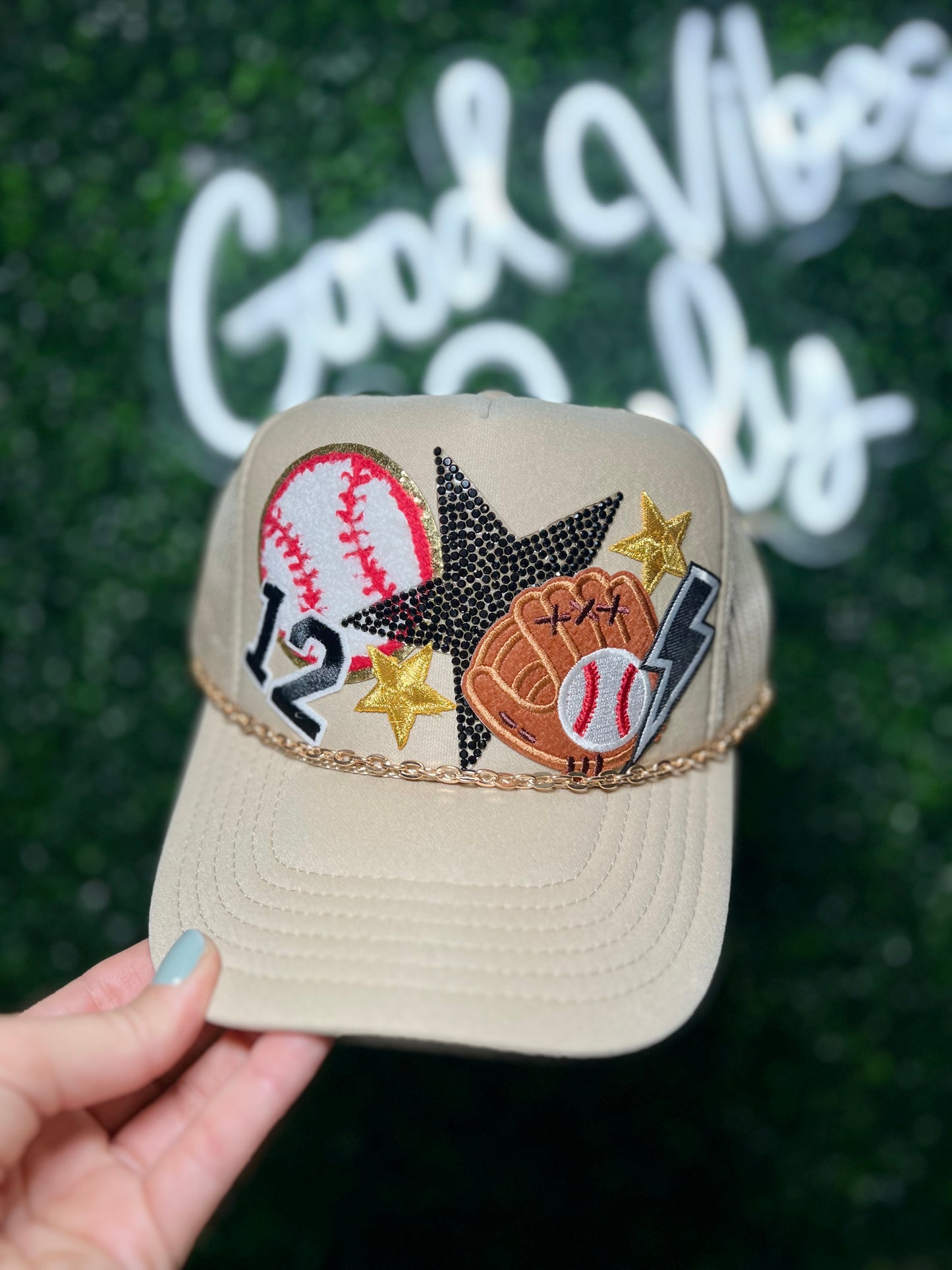Tan Baseball Patch Hat