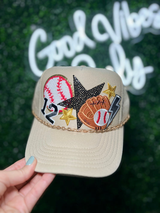 Tan Baseball Patch Hat
