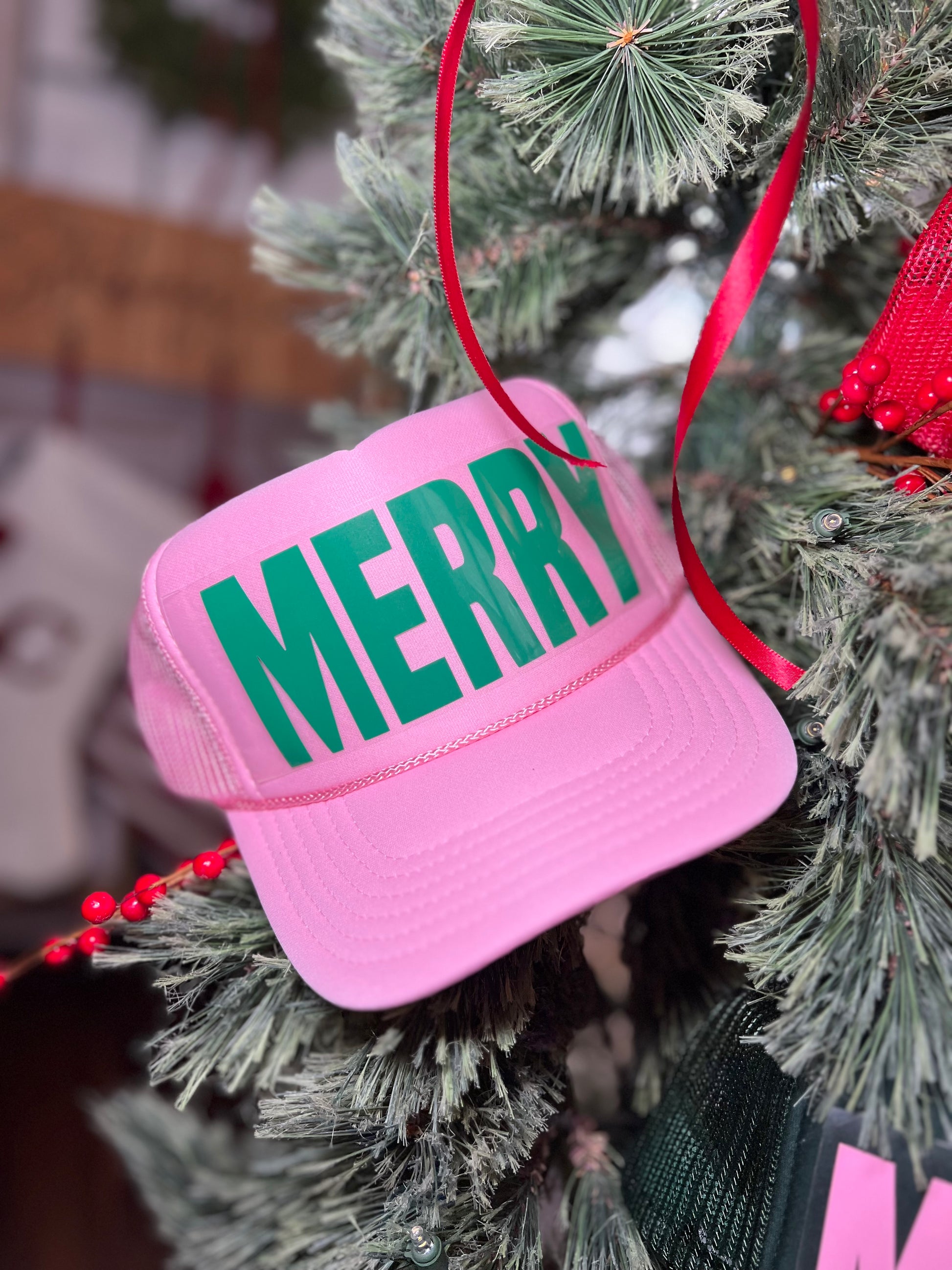 Pink Hat
Kelly Green Text